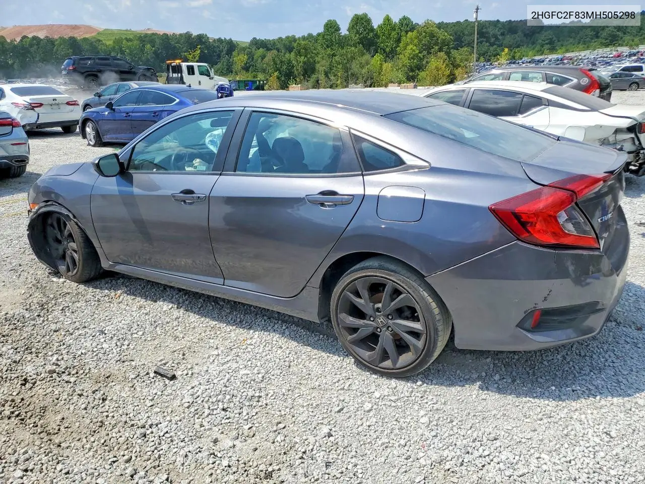 2021 HONDA CIVIC VIN 2HGFC2F83MH505298 — фото 2