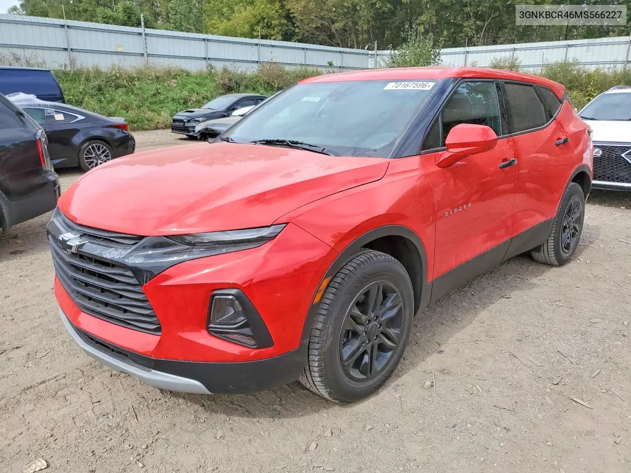 CHEVROLET BLAZER 2021, VIN 3GNKBCR46MS566227