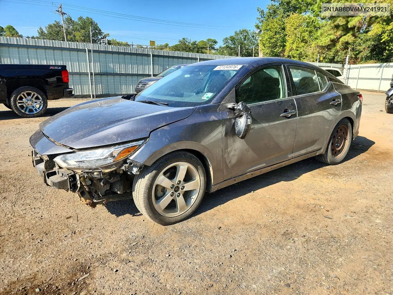 NISSAN SENTRA 2021, VIN 3N1AB8DV6MY241921