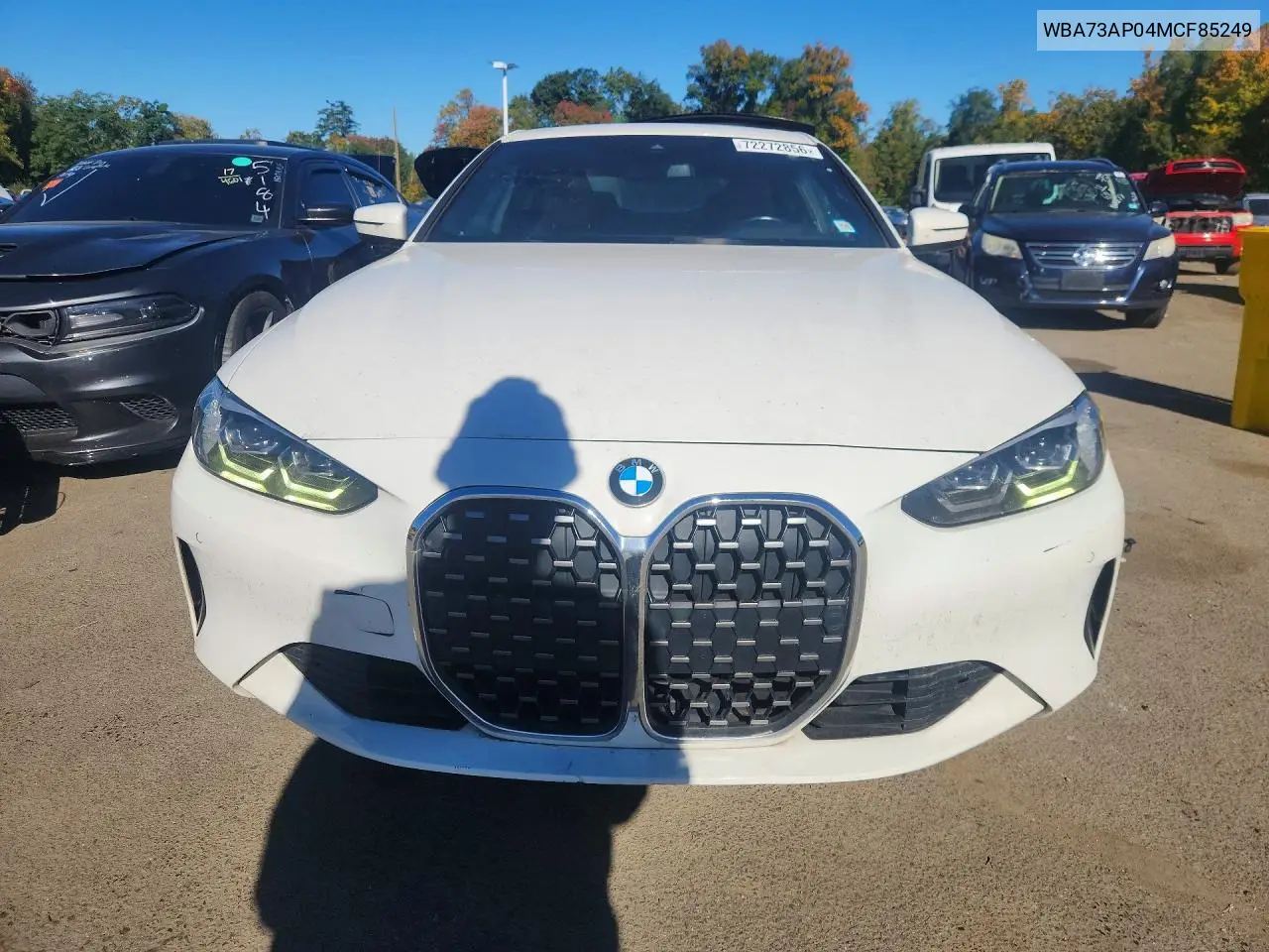 2021 BMW 4ER VIN WBA73AP04MCF85249 — фото 5