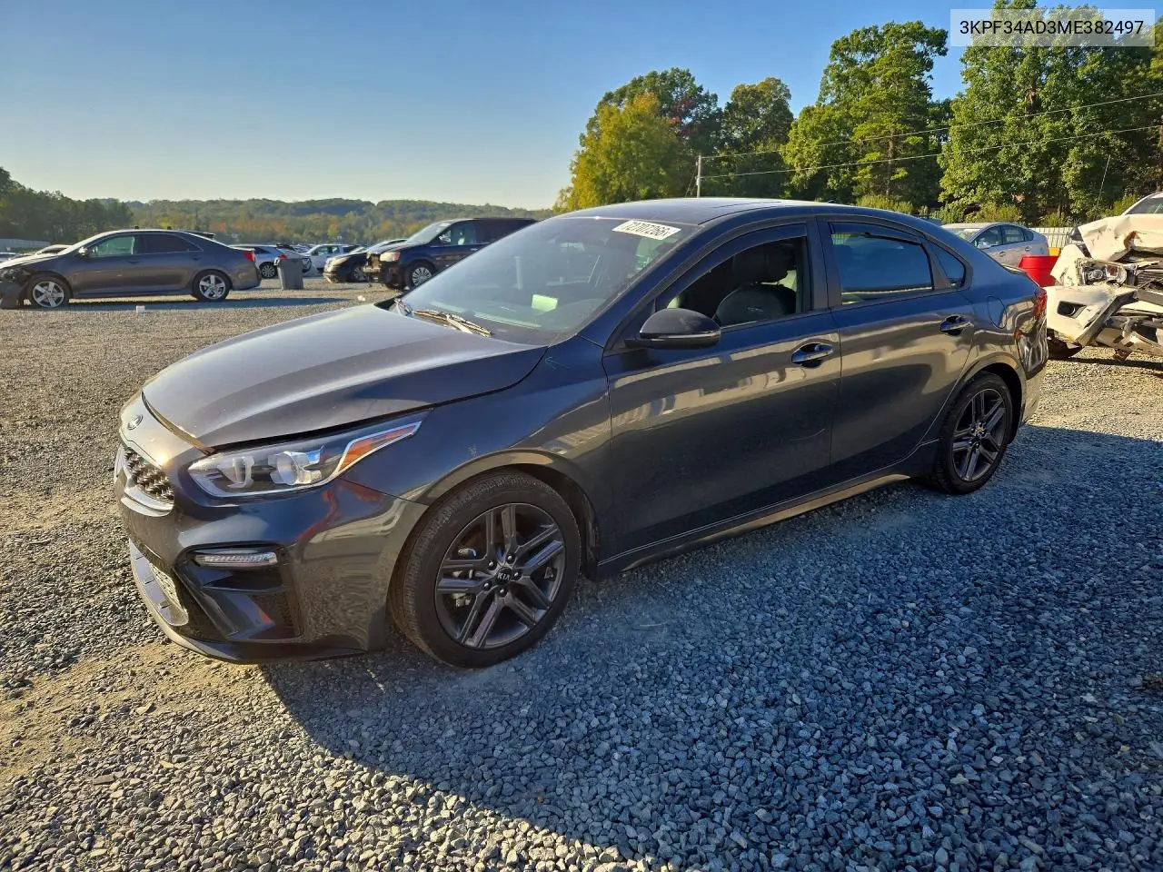 KIA FORTE 2021, VIN 3KPF34AD3ME382497