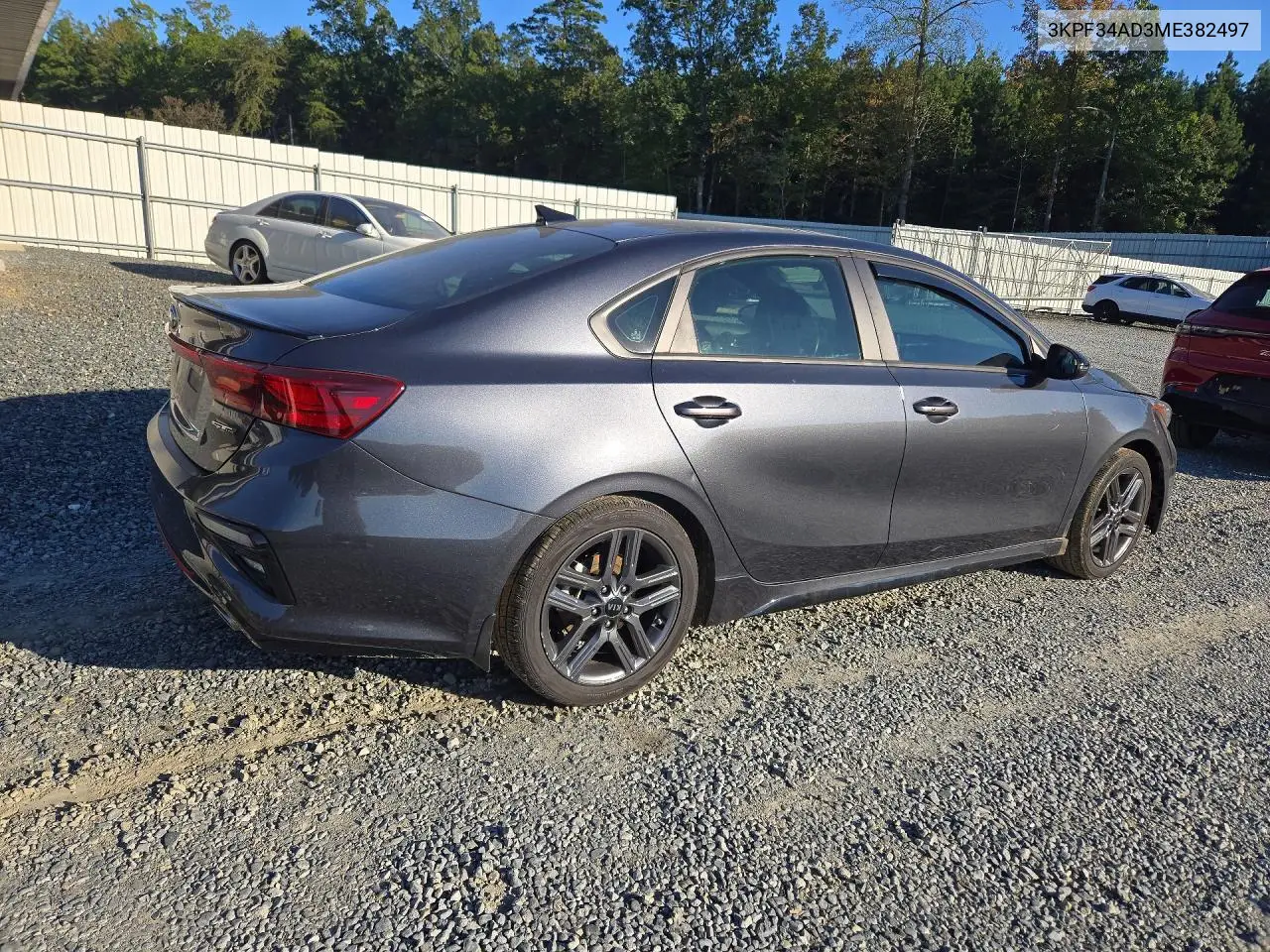 2021 KIA FORTE VIN 3KPF34AD3ME382497 — фото 3
