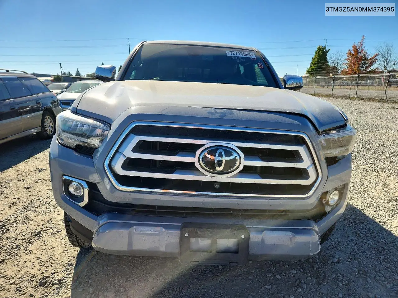 2021 TOYOTA TACOMA VIN 3TMGZ5AN0MM374395 — фото 5
