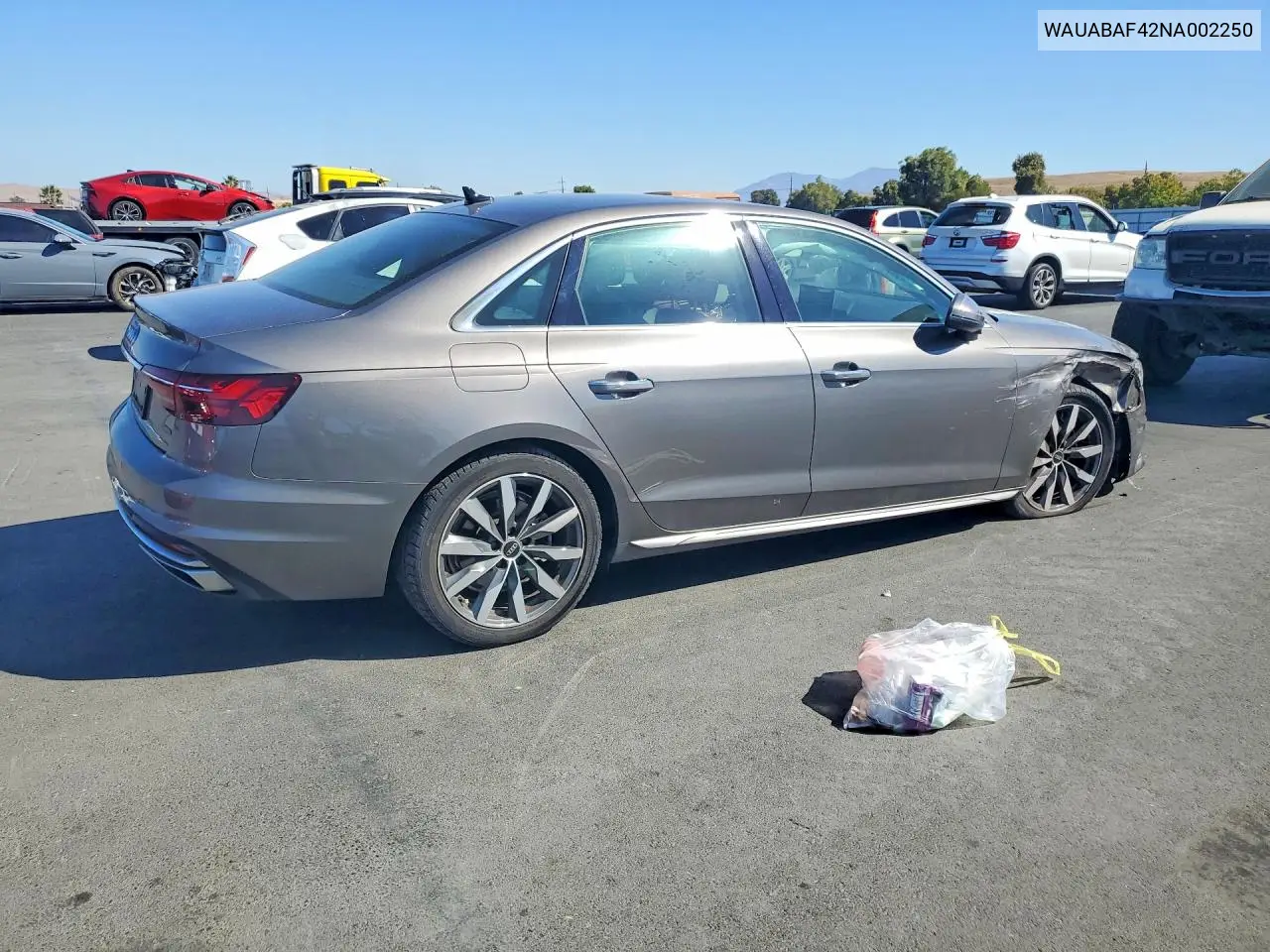 2022 AUDI A4 VIN WAUABAF42NA002250 — фото 3