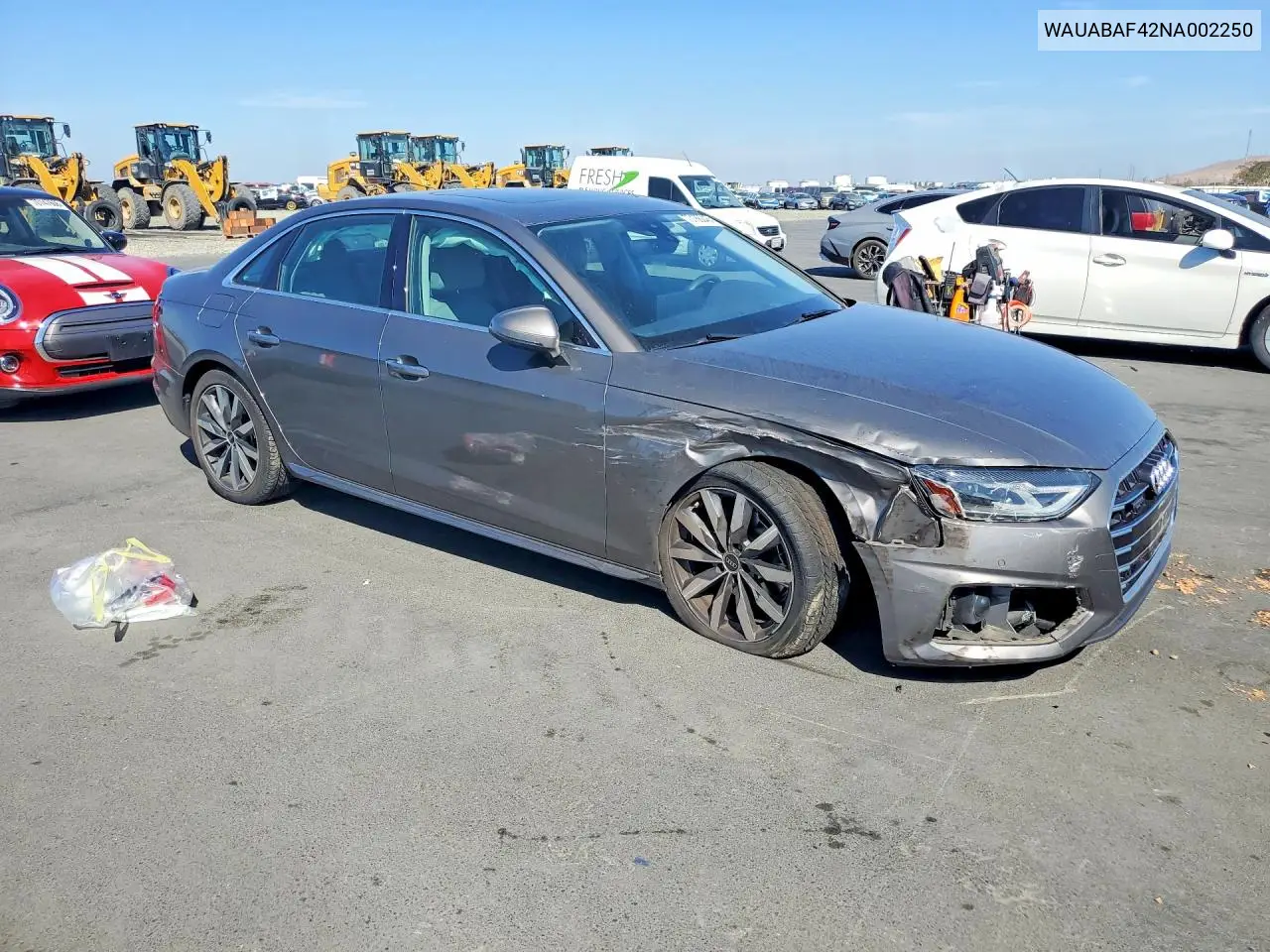 2022 AUDI A4 VIN WAUABAF42NA002250 — фото 4