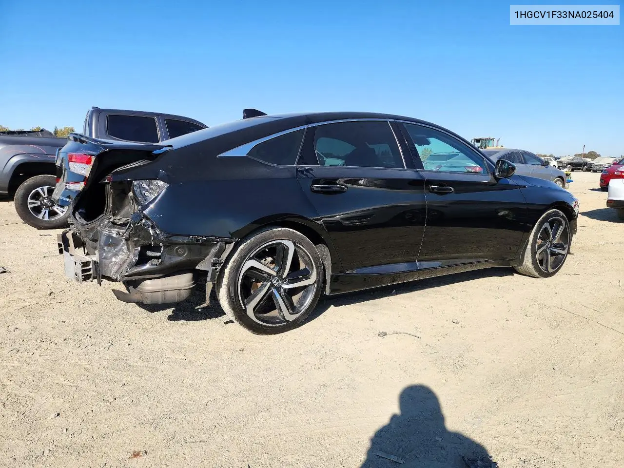 2022 HONDA ACCORD VIN 1HGCV1F33NA025404 — фото 3