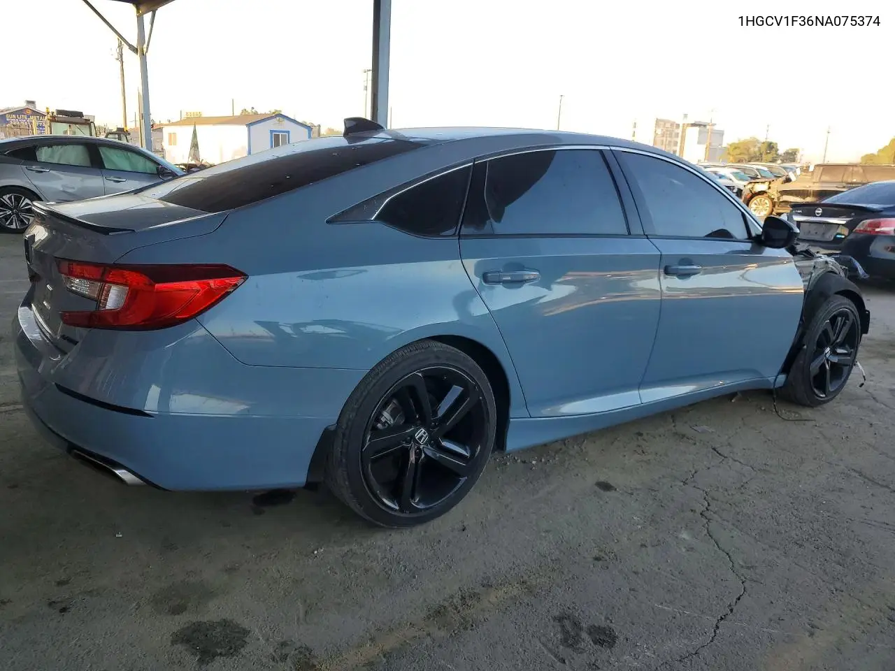 2022 HONDA ACCORD VIN 1HGCV1F36NA075374 — фото 3