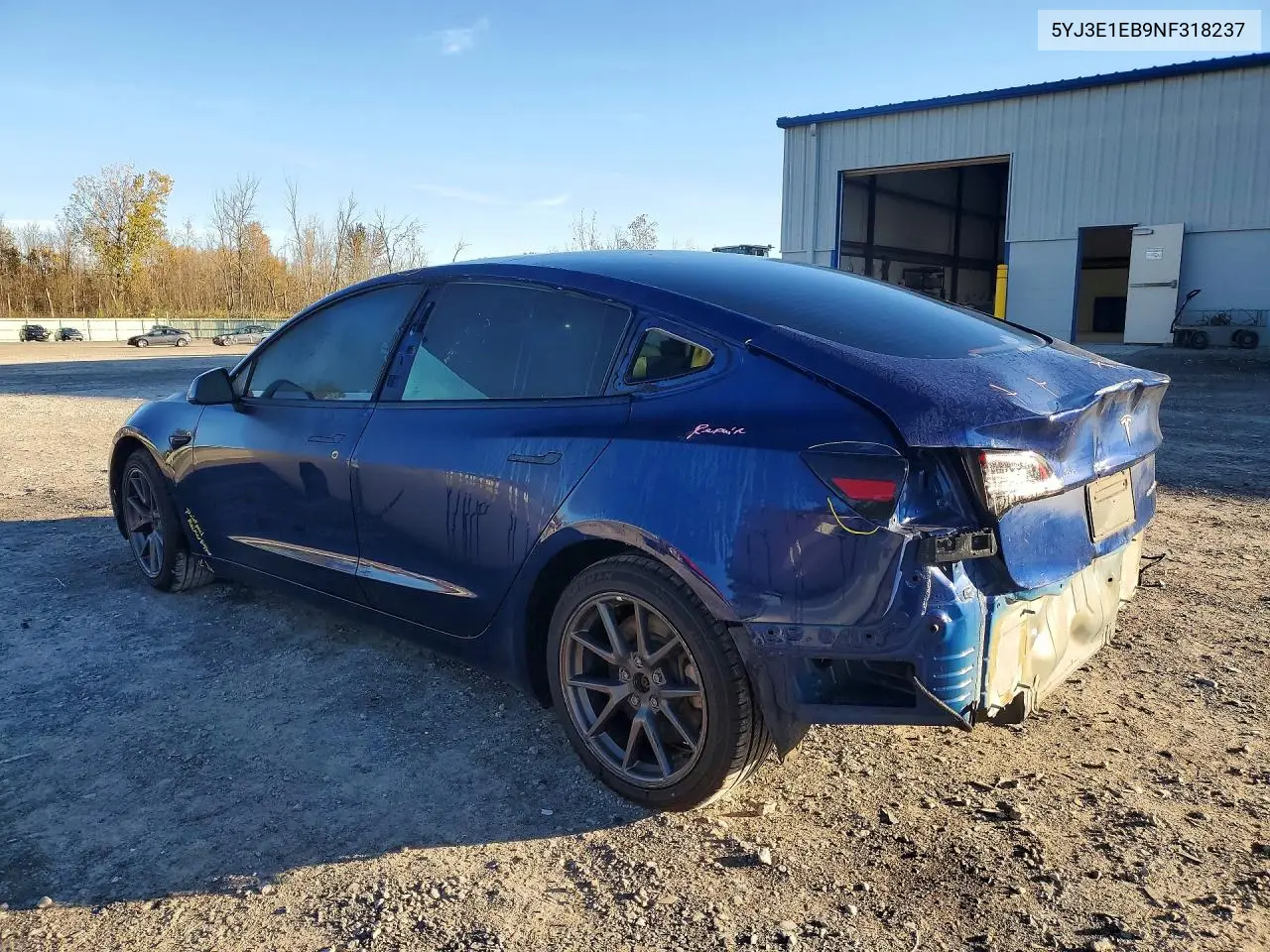 2022 TESLA MODEL 3 VIN 5YJ3E1EB9NF318237 — фото 2
