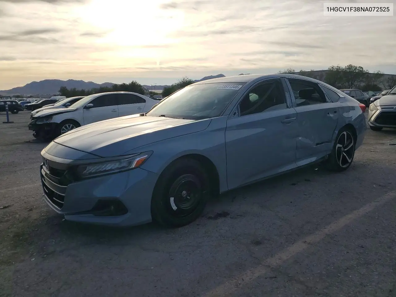 HONDA ACCORD 2022, VIN 1HGCV1F38NA072525