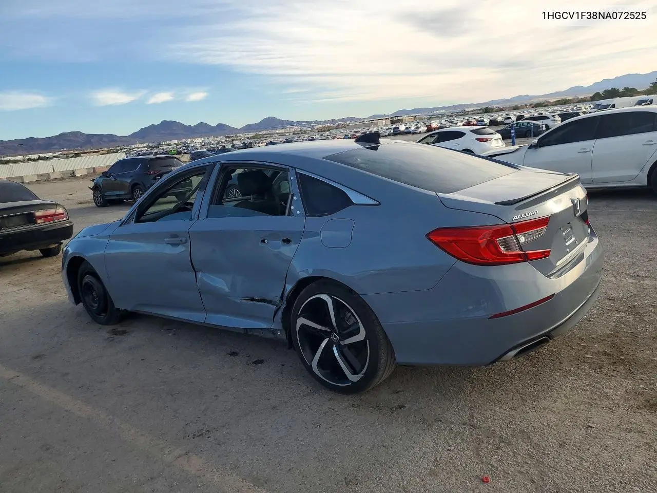 2022 HONDA ACCORD VIN 1HGCV1F38NA072525 — фото 2