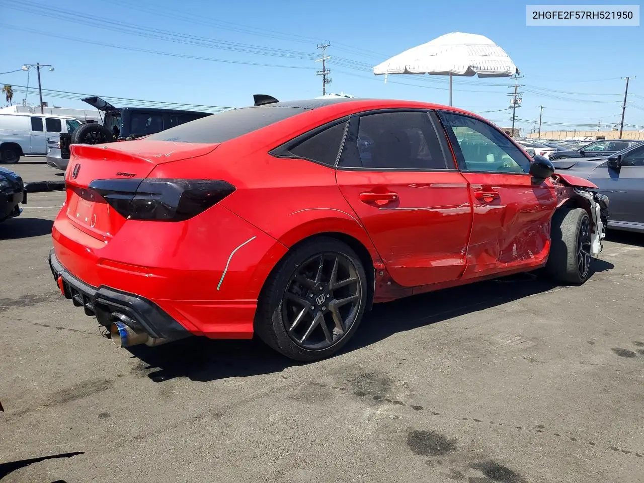2024 HONDA CIVIC VIN 2HGFE2F57RH521950 — фото 3