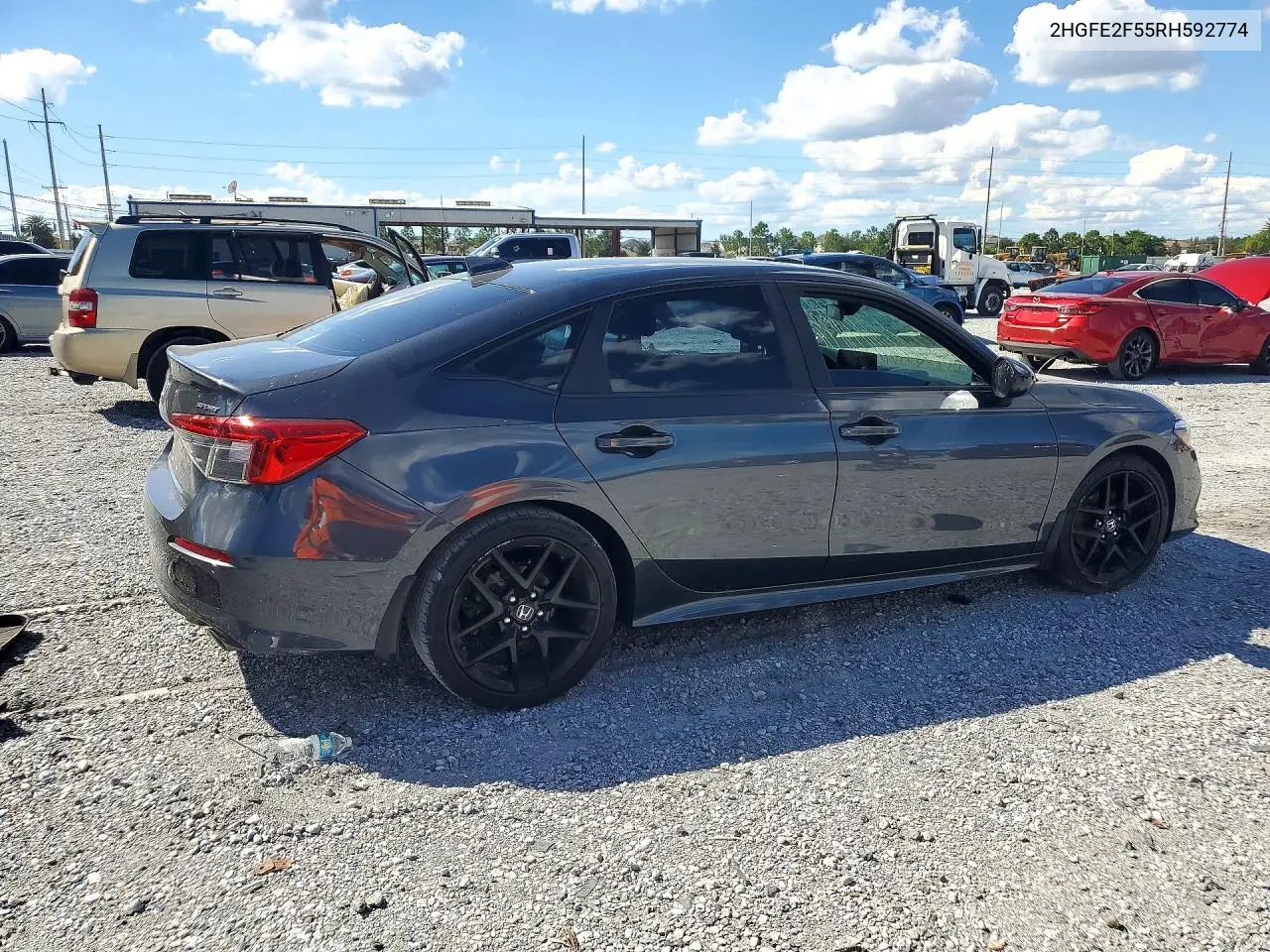 2024 HONDA CIVIC VIN 2HGFE2F55RH592774 — фото 3