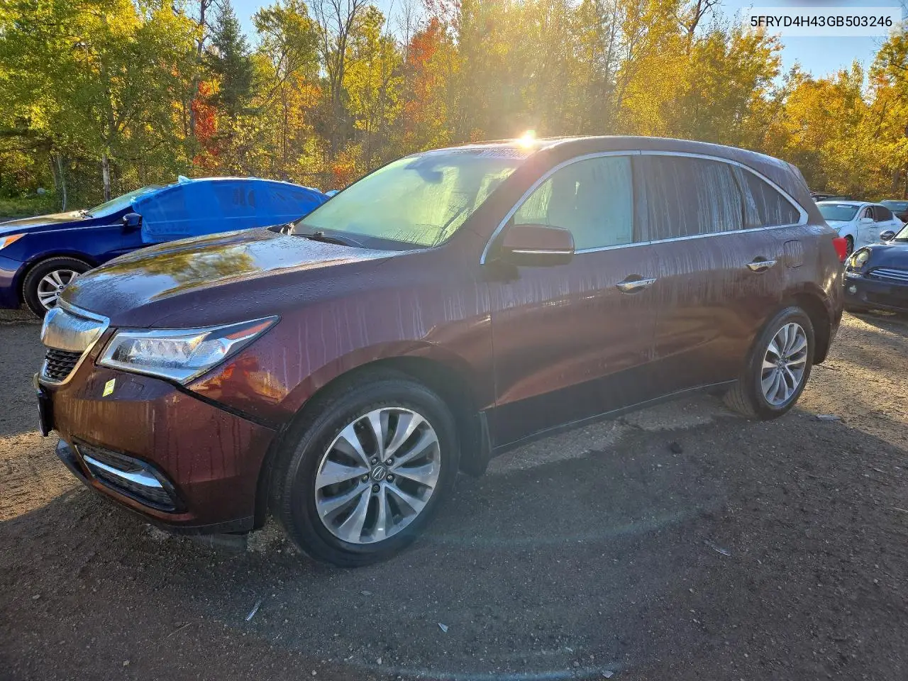 ACURA MDX 2016, VIN 5FRYD4H43GB503246
