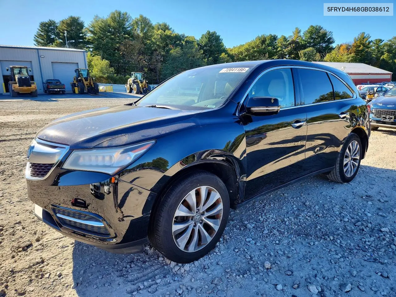 ACURA MDX 2016, VIN 5FRYD4H68GB038612