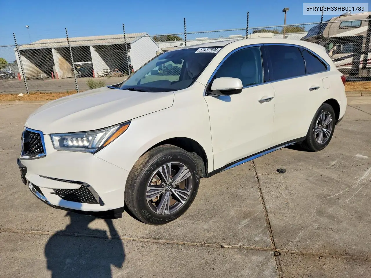 ACURA MDX 2017, VIN 5FRYD3H33HB001789