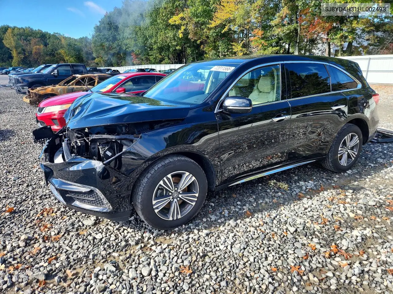 ACURA MDX 2017, VIN 5J8YD4H31HL002493