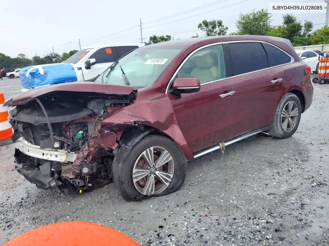 ACURA MDX 2018, VIN 5J8YD4H39JL028085