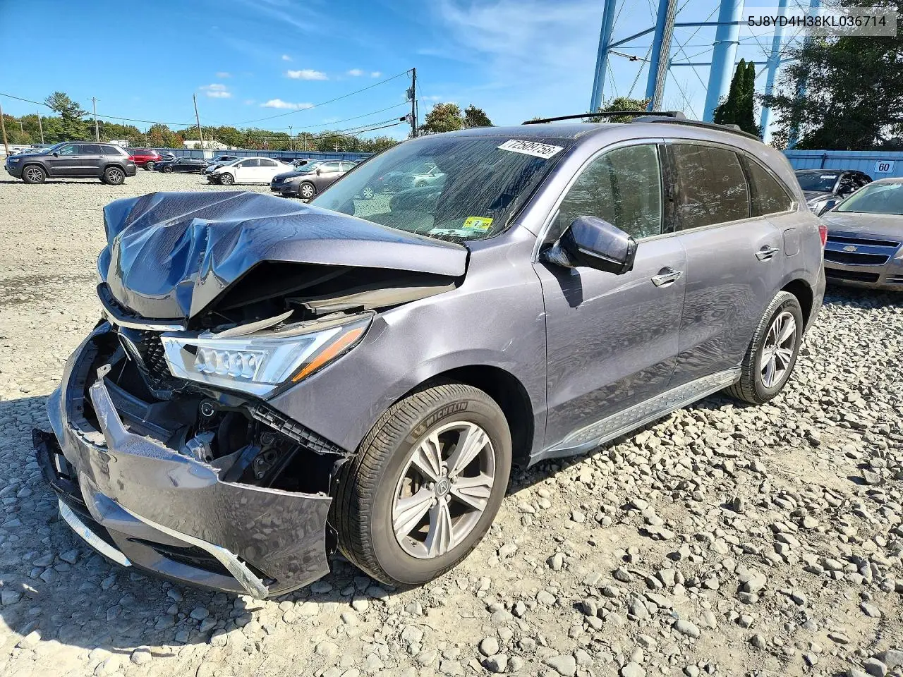 ACURA MDX 2019, VIN 5J8YD4H38KL036714