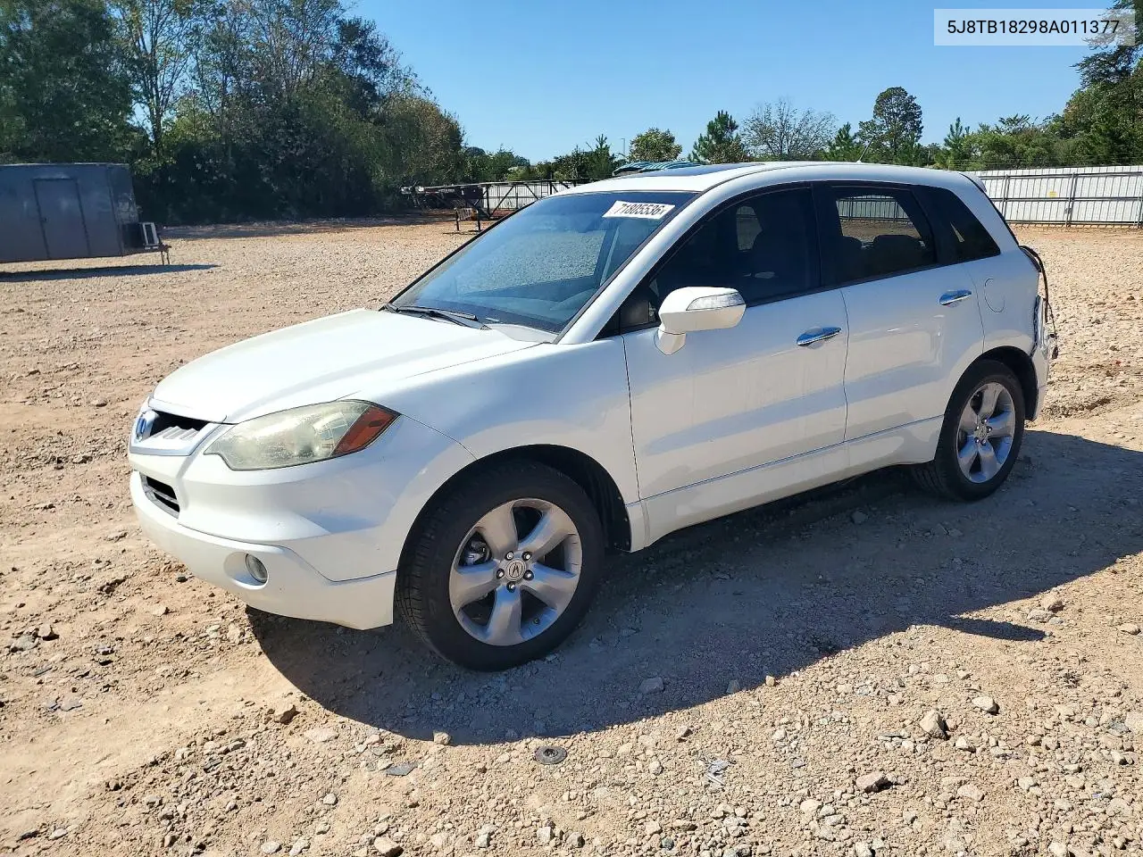 ACURA RDX 2008, VIN 5J8TB18298A011377