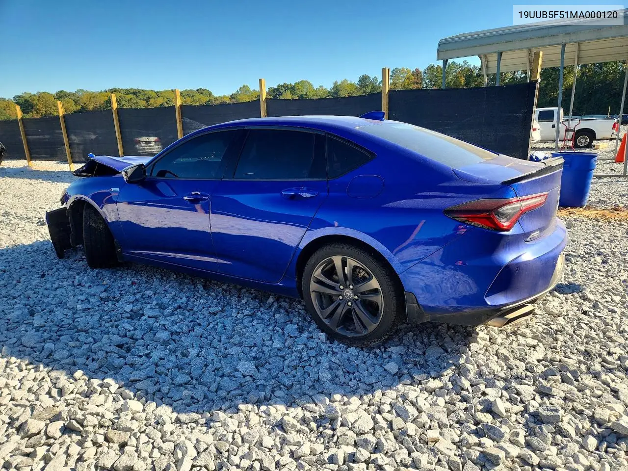 ACURA TLX 2021, VIN 19UUB5F51MA000120