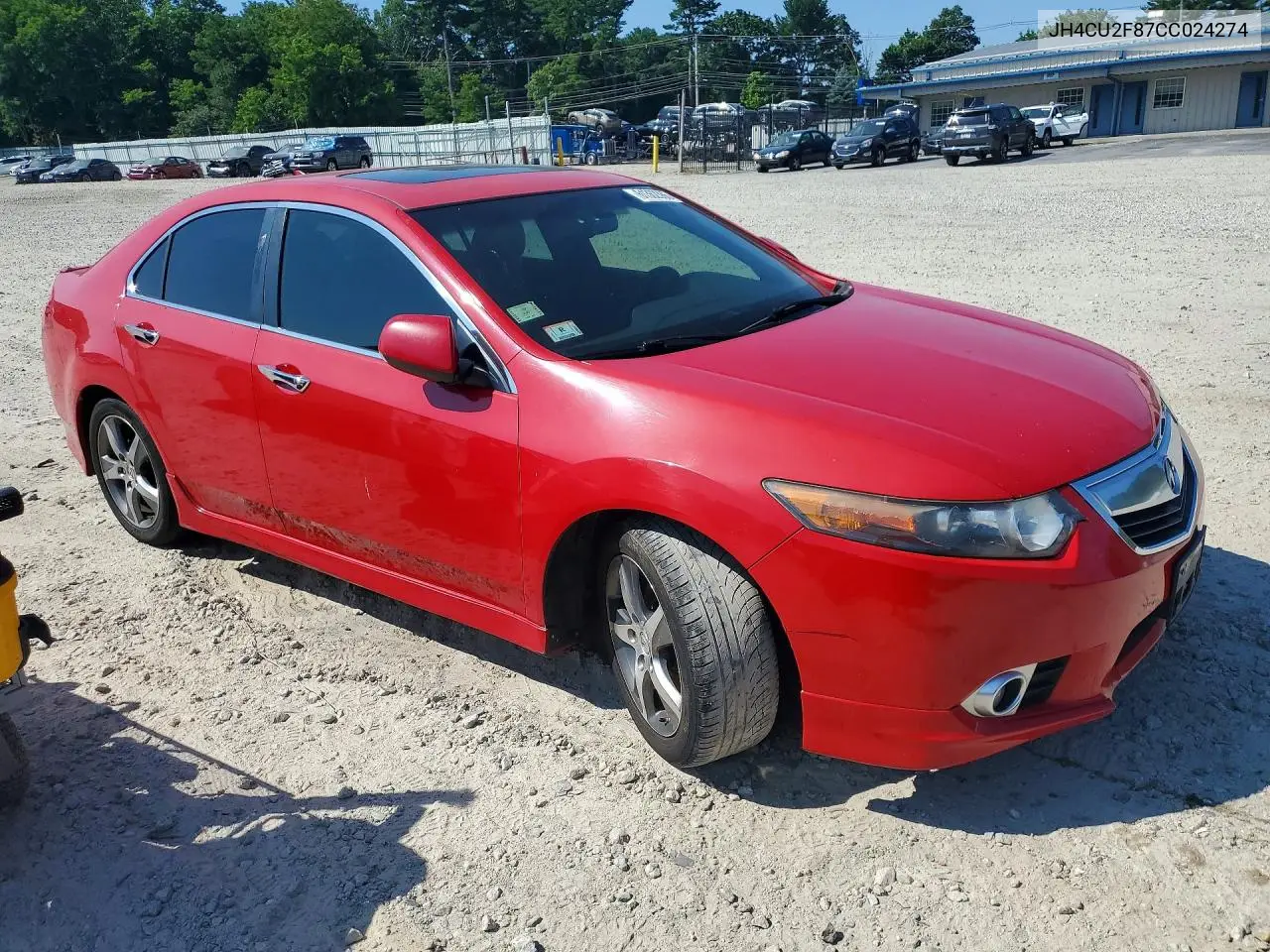 2012 ACURA TSX VIN JH4CU2F87CC024274 — фото 4