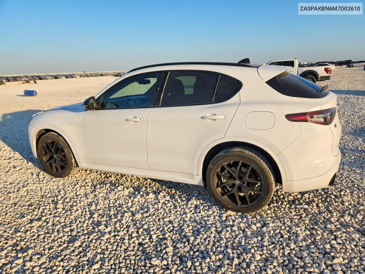 2021 ALFA ROMEO STELVIO VIN ZASPAKBN6M7D02610 — фото 2