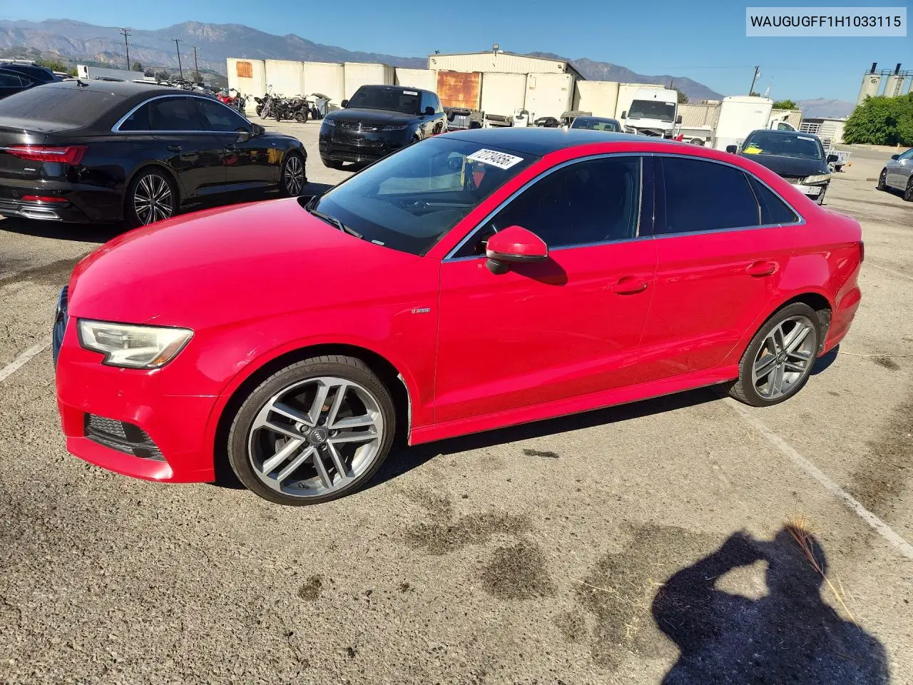 AUDI A3 2017, VIN WAUGUGFF1H1033115