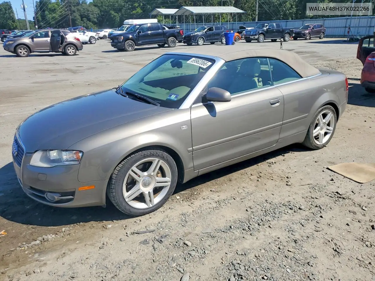 AUDI A4 2007, VIN WAUAF48H37K022266
