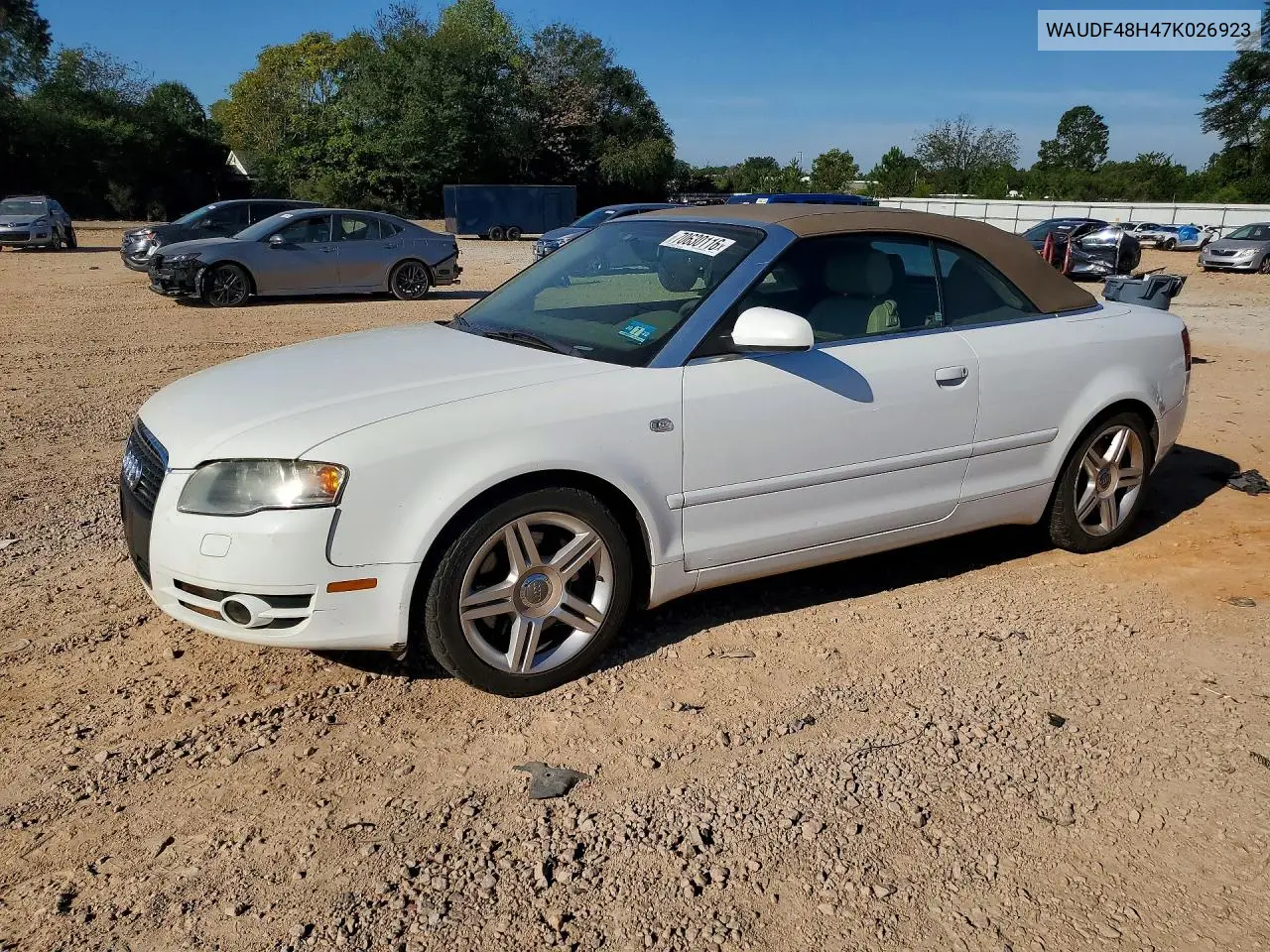 AUDI A4 2007, VIN WAUDF48H47K026923