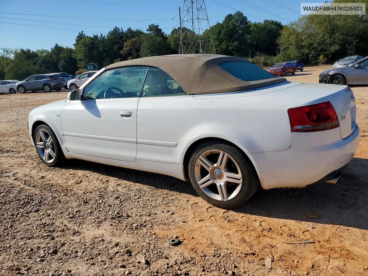 2007 AUDI A4 VIN WAUDF48H47K026923 — фото 2