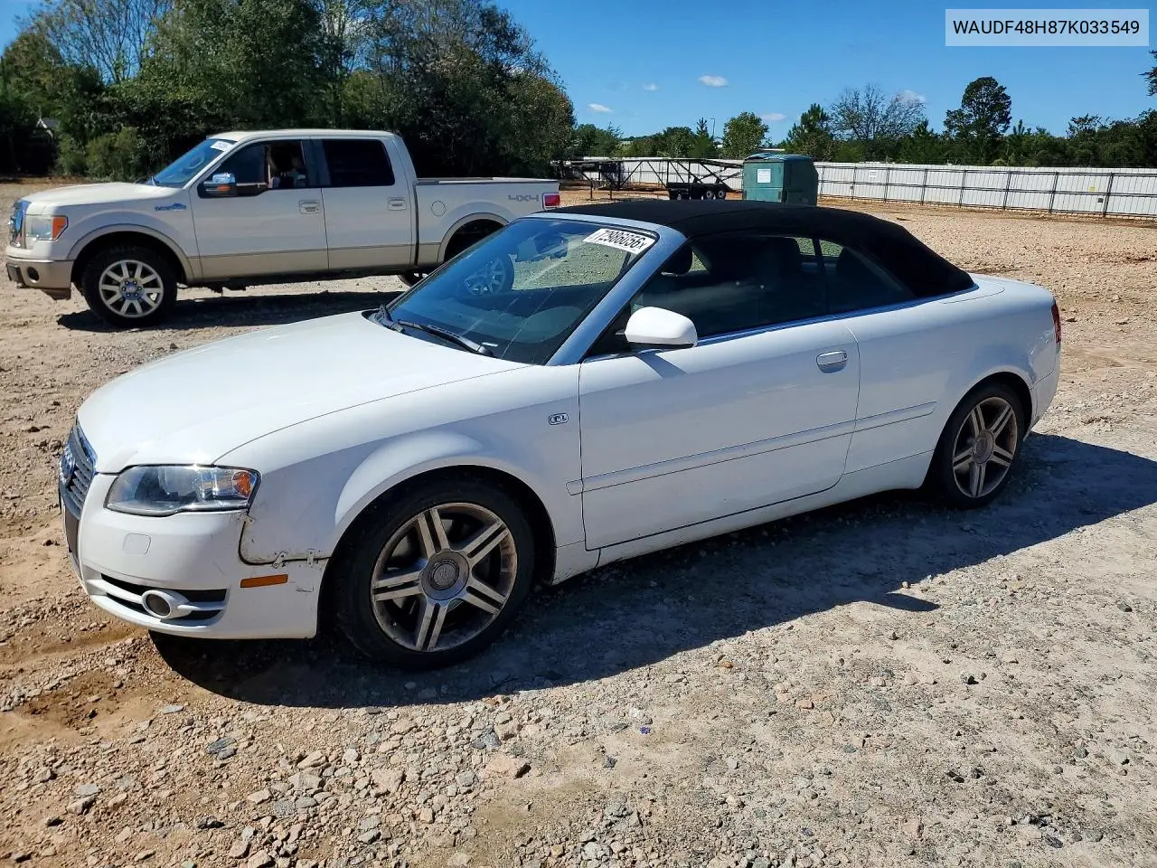 AUDI A4 2007, VIN WAUDF48H87K033549