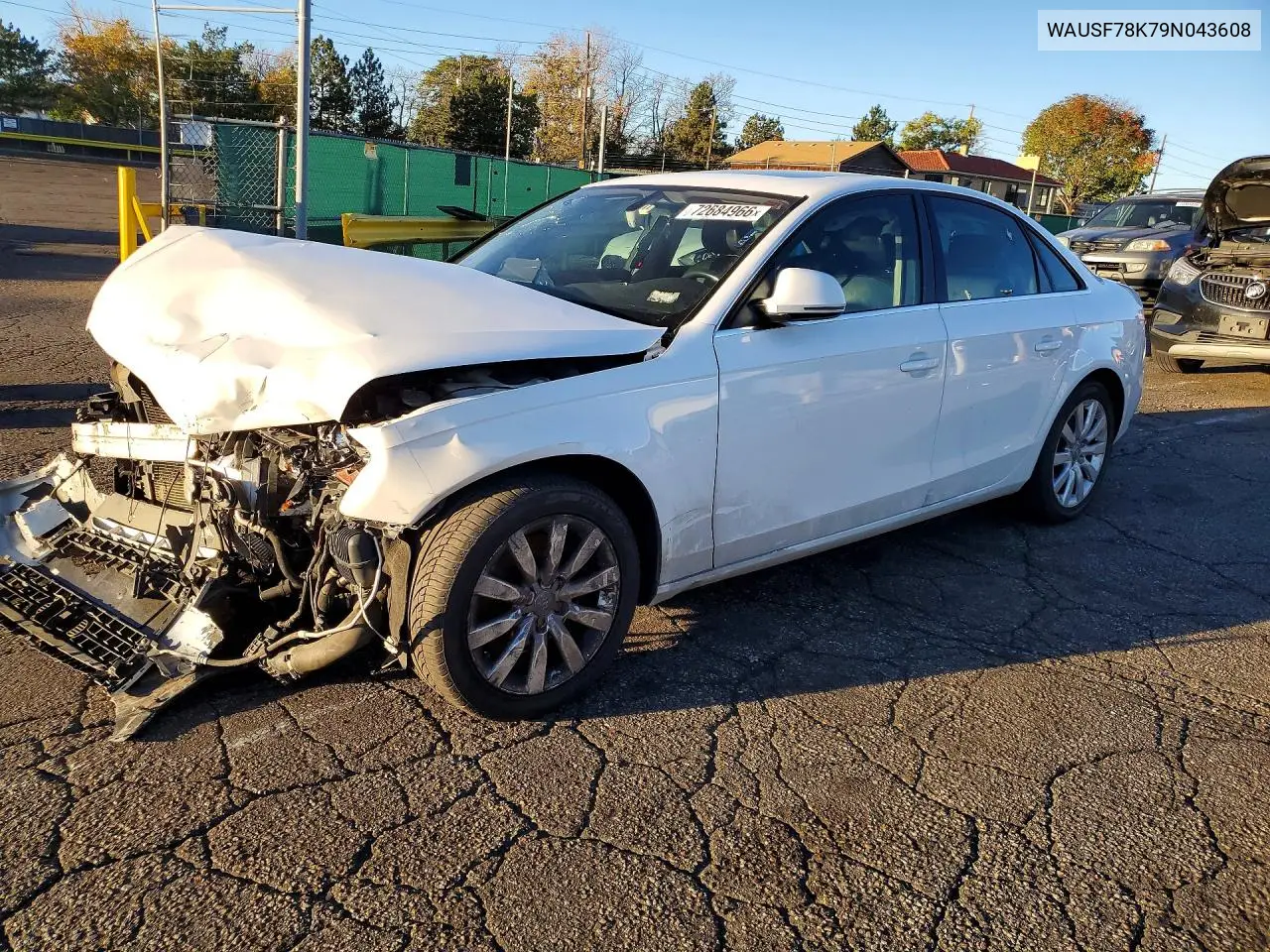 AUDI A4 2009, VIN WAUSF78K79N043608