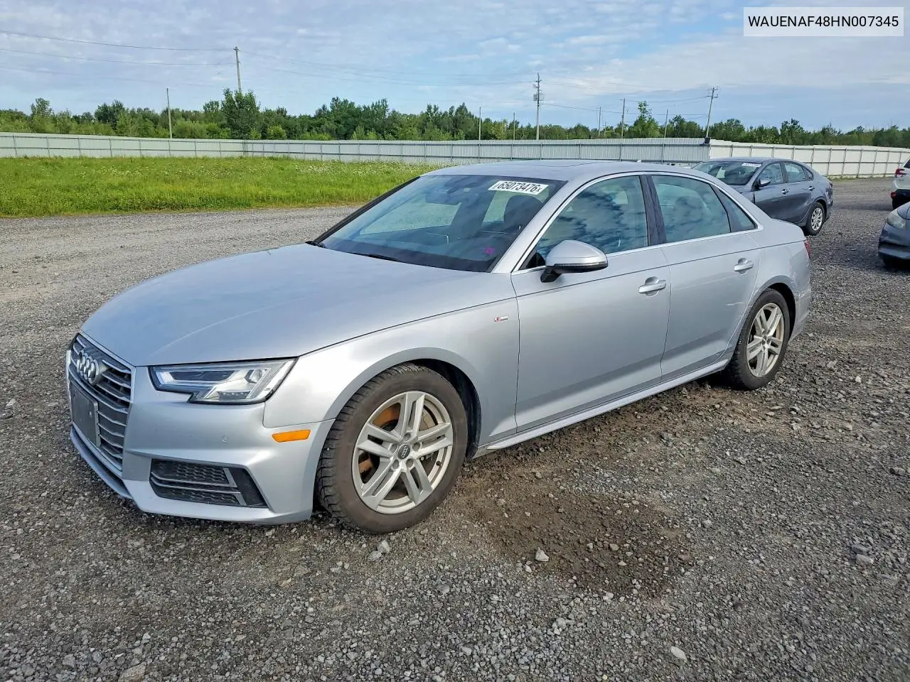 AUDI A4 2017, VIN WAUENAF48HN007345