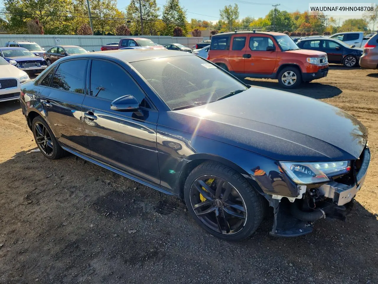 2017 AUDI A4 VIN WAUDNAF49HN048708 — фото 4