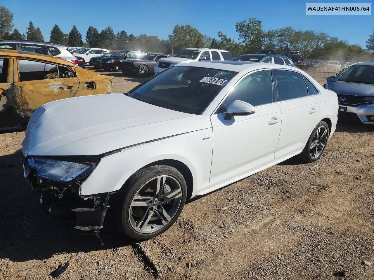 AUDI A4 2017, VIN WAUENAF41HN006764