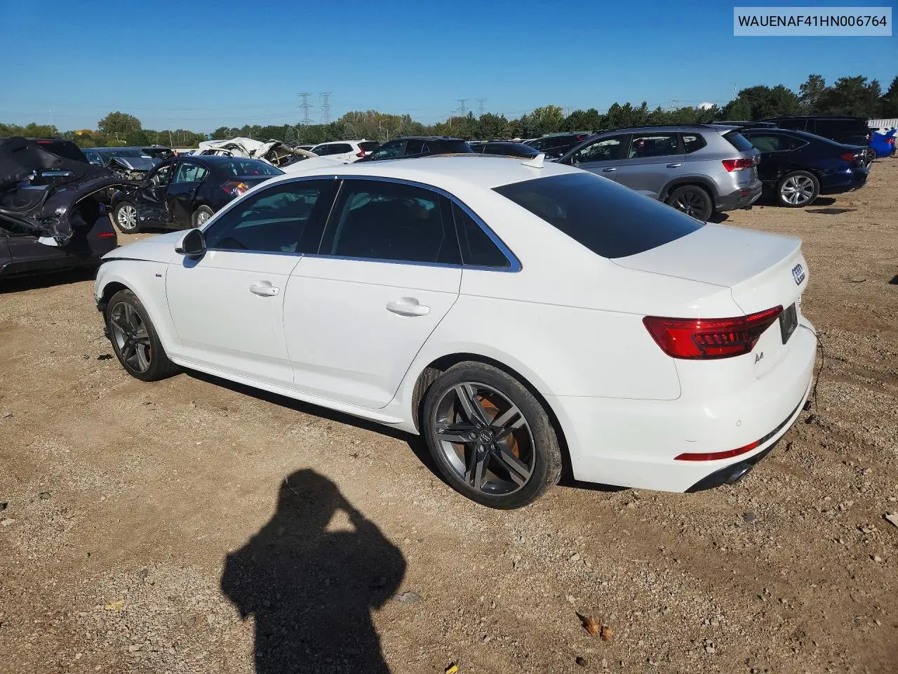 2017 AUDI A4 VIN WAUENAF41HN006764 — фото 2