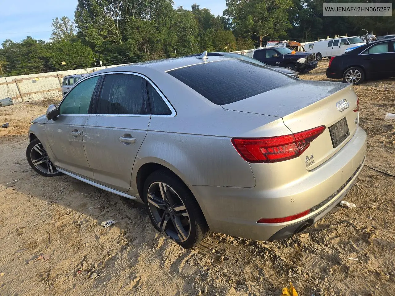 2017 AUDI A4 VIN WAUENAF42HN065287 — фото 2