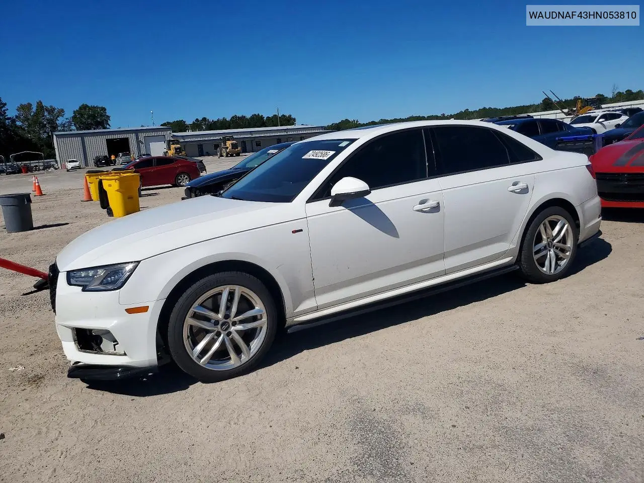 AUDI A4 2017, VIN WAUDNAF43HN053810
