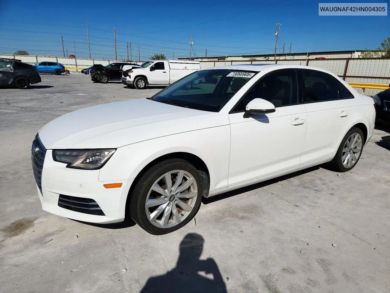 AUDI A4 2017, VIN WAUGNAF42HN004305