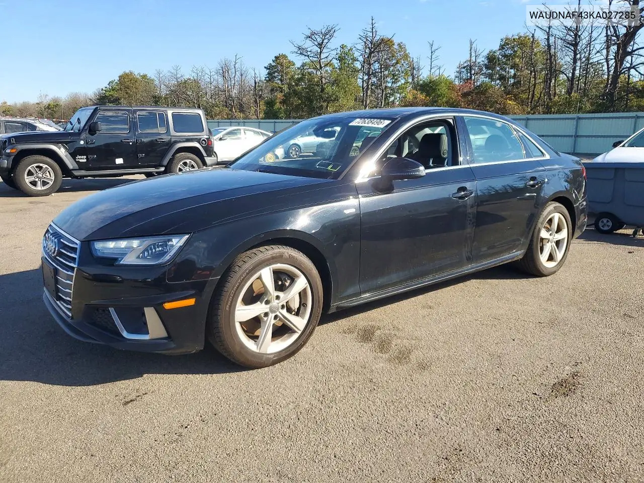 AUDI A4 2019, VIN WAUDNAF43KA027285