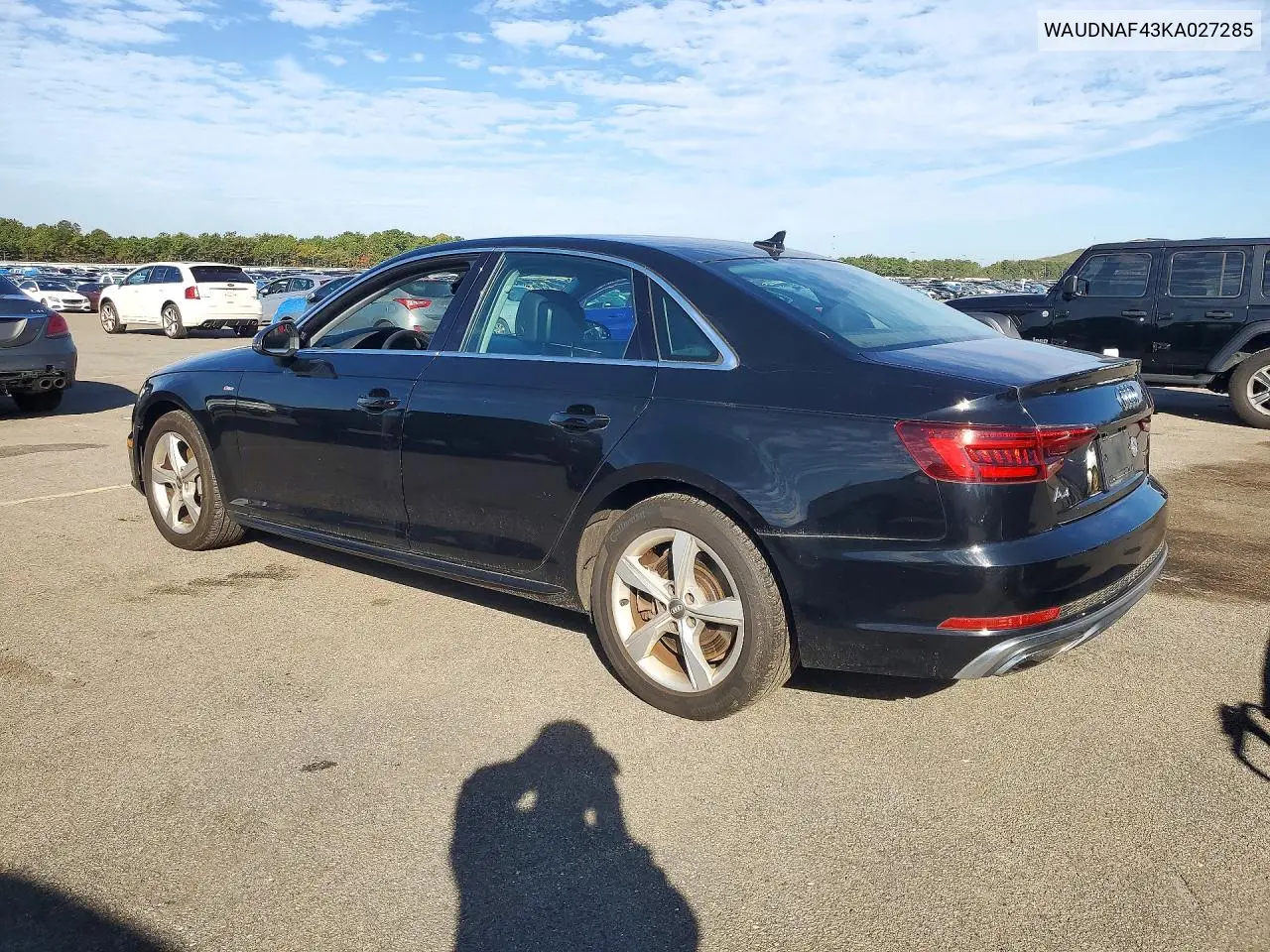 2019 AUDI A4 VIN WAUDNAF43KA027285 — фото 2