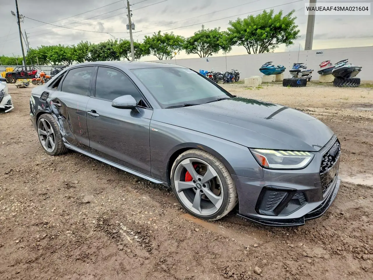 2021 AUDI A4 VIN WAUEAAF43MA021604 — фото 4