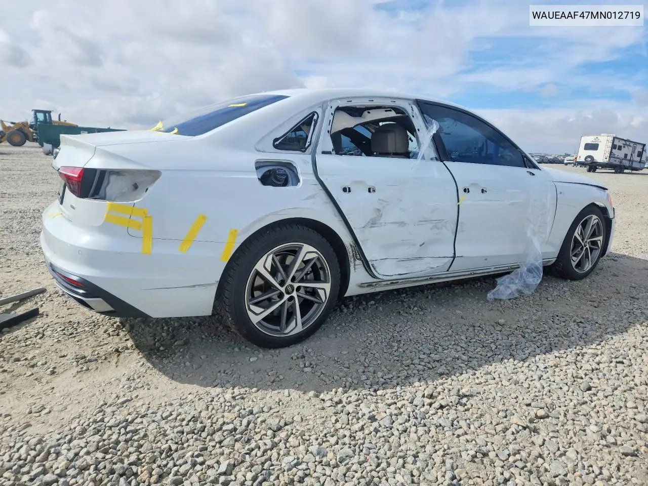 2021 AUDI A4 VIN WAUEAAF47MN012719 — фото 3