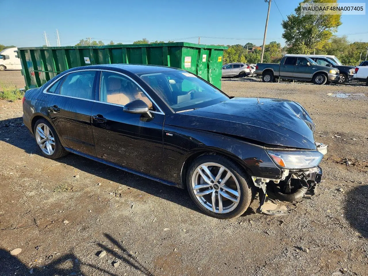 2022 AUDI A4 VIN WAUDAAF48NA007405 — фото 4