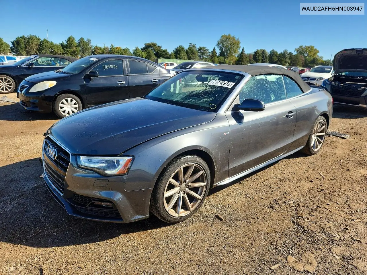 AUDI A5 2017, VIN WAUD2AFH6HN003947