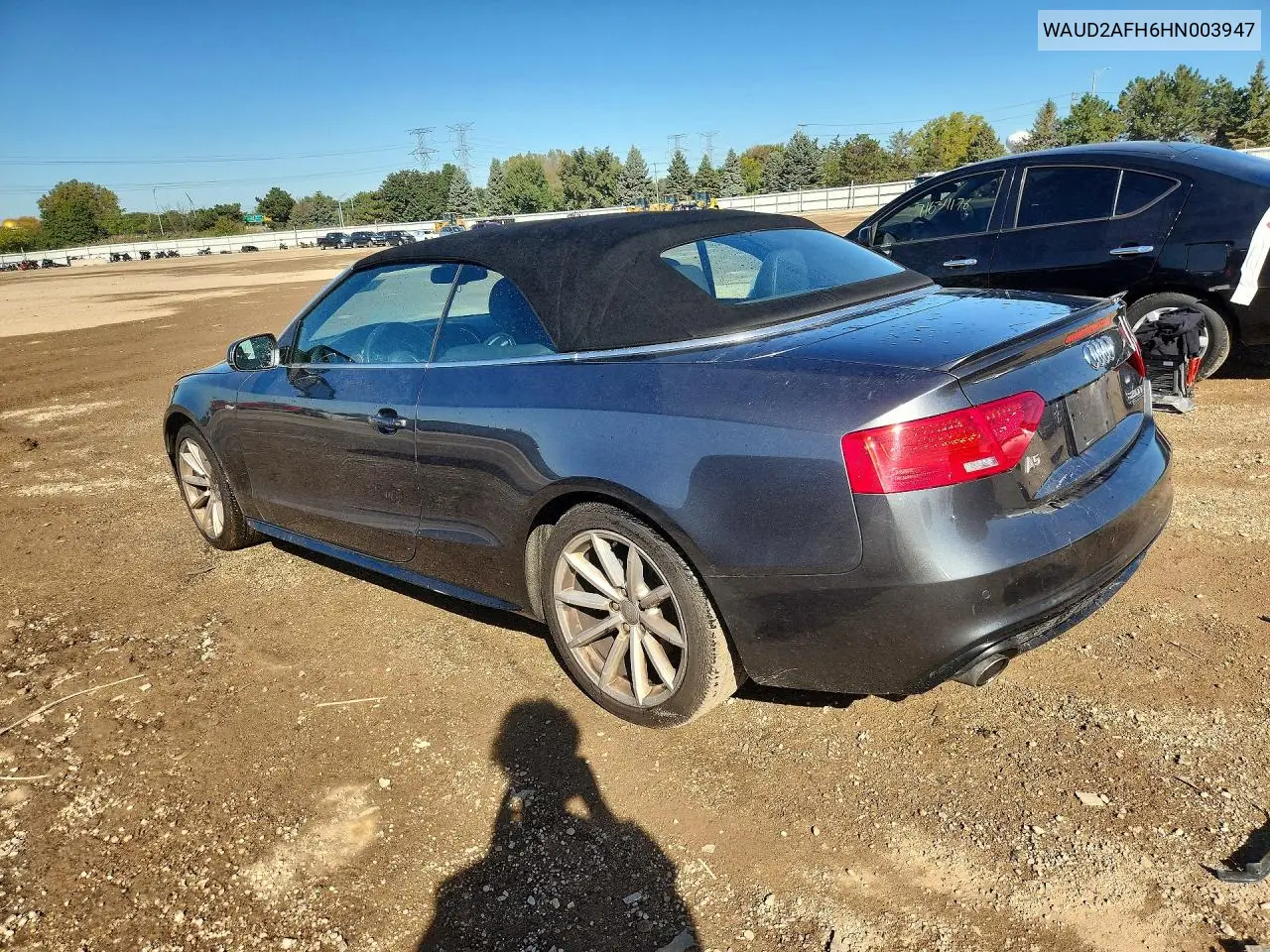 2017 AUDI A5 VIN WAUD2AFH6HN003947 — фото 2
