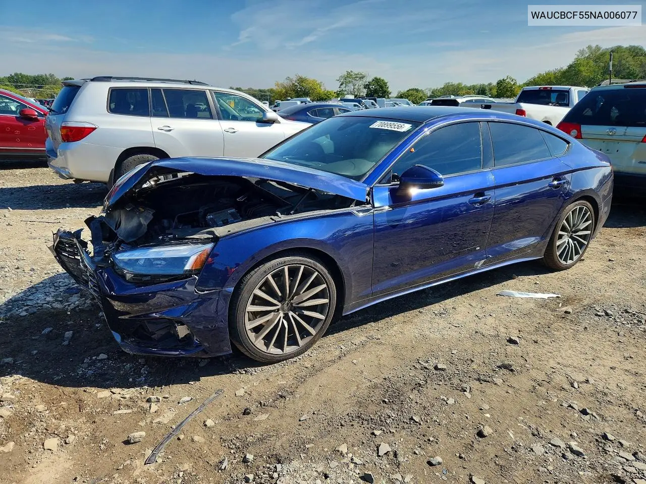 AUDI A5 2022, VIN WAUCBCF55NA006077