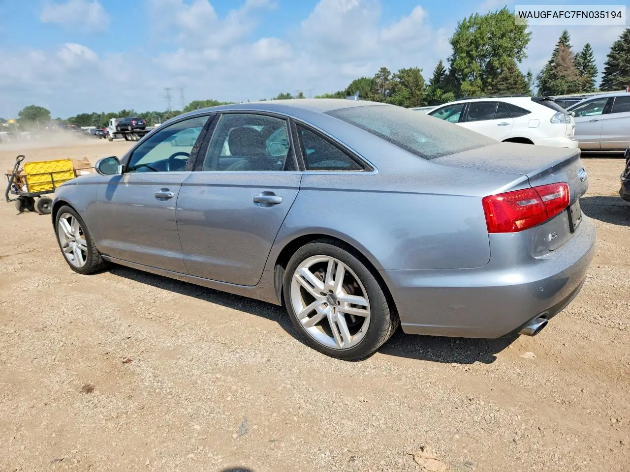 2015 AUDI A6 VIN WAUGFAFC7FN035194 — фото 2