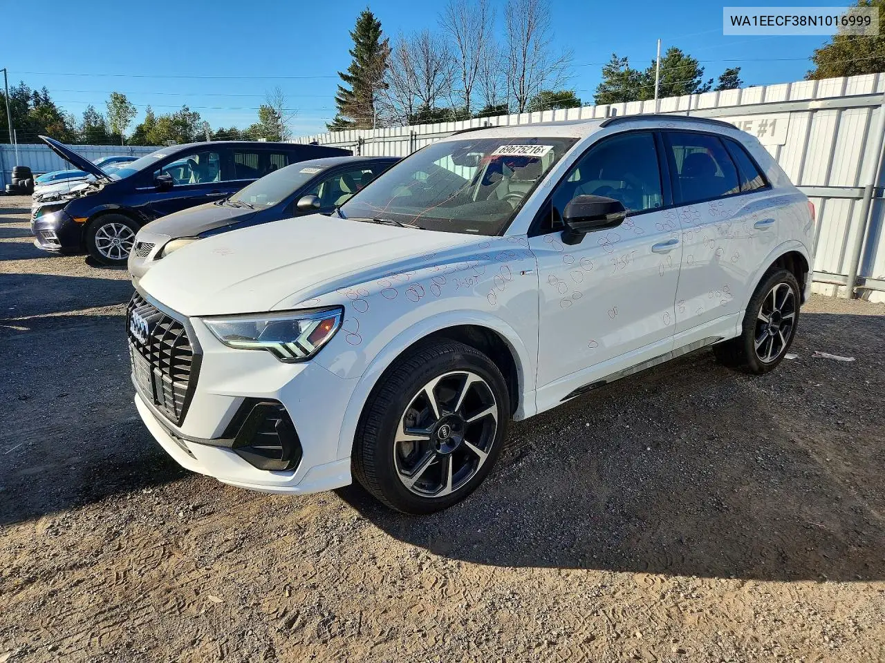 AUDI Q3 2022, VIN WA1EECF38N1016999