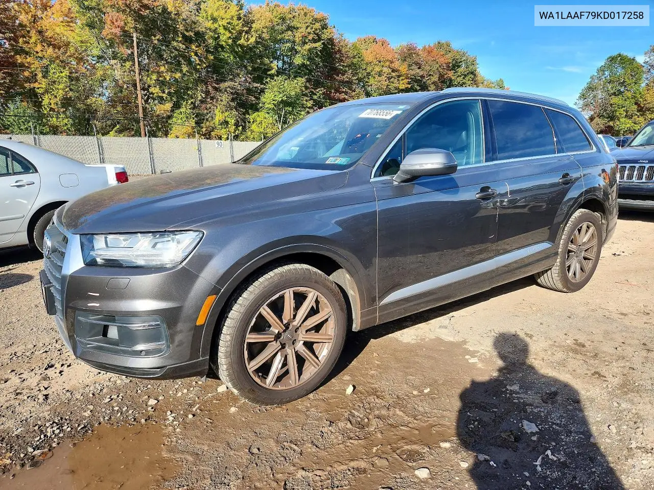 AUDI Q7 2019, VIN WA1LAAF79KD017258
